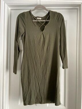Heart Hips Olive Crisscross Long Sleeve Dress